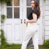 'Mams' オーガニックコットン使用 ストレッチテーパード Off White デニム