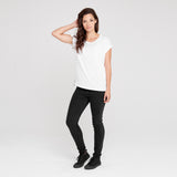 フェアトレード 余剰生地使用 ロールスリーブTシャツ (白)