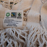 環境負荷低減オーガニックコットン 持ち手2種類 伸縮性あり メッシュバッグ