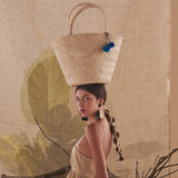 'Nanci' パームヤシ使用 ポンポン付き バッグ - ペルー人アーティストハンドメイド