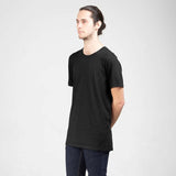 フェアトレード 余剰生地使用 ロングボディクルーネックラインTシャツ (黒)