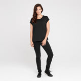 フェアトレード 余剰生地使用 ロールスリーブTシャツ (黒)