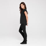 フェアトレード 余剰生地使用 ロールスリーブTシャツ (黒)