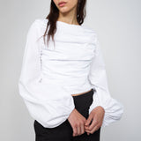 'Poplin Straight Neck' コットンブラウス - ギリシャ産