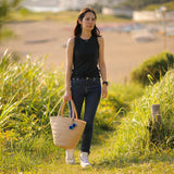 フェアトレード 余剰生地使用 スリムフィット ステープルタンクトップ (黒)