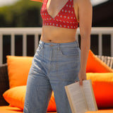 'Wyde Sara Works' コットン100% ハイウェスト ワイドレッグ デニム