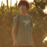 GOTS認証100%オーガニックコットン ロゴTシャツ ハンドペイント(緑)