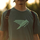 GOTS認証100%オーガニックコットン ロゴTシャツ ハンドペイント(緑)