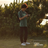 GOTS認証100%オーガニックコットン ロゴTシャツ ハンドペイント(緑)