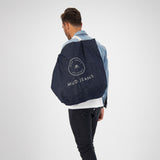 ヴィーガン ダークウォッシュデニム スリップポケット付き ロゴ刺繍 トートバッグ