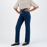 'Relaxed Rose' ノンストレッチ フィットウエスト ストーンインディゴデニム