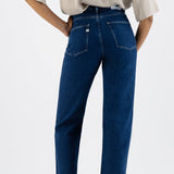 'Relaxed Rose' ノンストレッチ フィットウエスト ストーンインディゴデニム