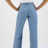 'Wyde Sara Works' コットン100% ハイウェスト ワイドレッグ デニム