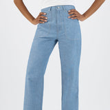 'Wyde Sara Works' コットン100% ハイウェスト ワイドレッグ デニム