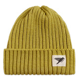 'Moffat' 英国製メリノウール100% タイトリブニット ビーニー (黄)