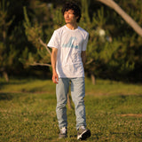 'Wave' オーガニックコットン 100%(GOTS認証) ハンドペイント Tシャツ - 'Silverstick'