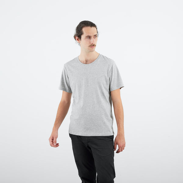 フェアトレード 余剰生地使用 クルーTシャツ (グレー)