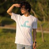 'Wave' オーガニックコットン 100%(GOTS認証) ハンドペイント Tシャツ - 'Silverstick'